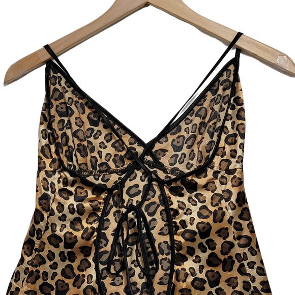 Seven til Midnight Leopard Print Halter Tie back Negligee Size Large - Picture 8 of 11